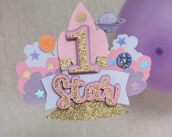 Space Cake Topper - Space theme Cake topper, Space Party, Rocket Ship cake topper, Blast off, Astronaut Space Party décor, Space Birthday