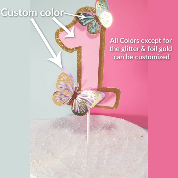 Download Butterfly Cake Topper Birthday Cake Topper Custom Age Cake Etsy
