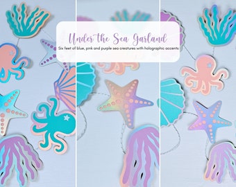 Under the Sea Garland - Sea Creatures Party Décor -Mermaid Decorations - Under the Sea theme- Under the Sea wall Décor -Little Mermaid Theme