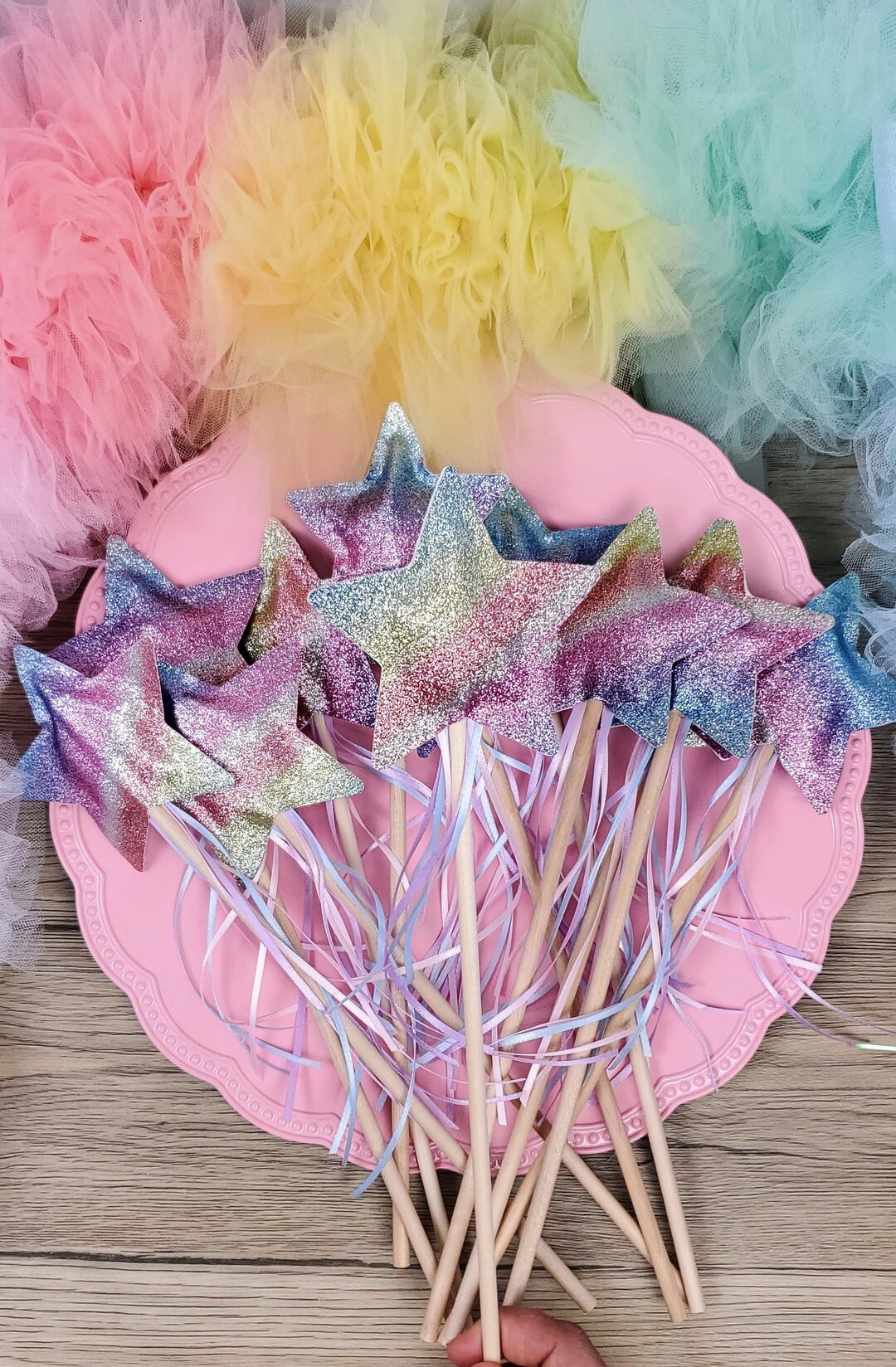 Rainbow Star Wands Star Wands Fairy Wands Magic Wand Party Favors Party