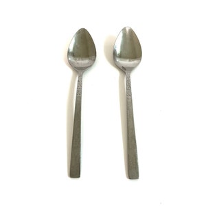 2 Mid Century Spoons by National in Pattern Dusk, Stainless Korea Flatware, Long Spoons, Vintage Stainless Flatware