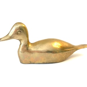 Mid century modern brass duck figurine, solid brass animal figurine, duck sculpture, duck art, brass figure