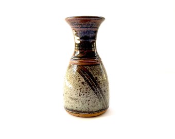 Vintage Ceramic Vase, Studio Pottery Vase, Retro Brown Vase, Signed Ceramic Vase, Earthenware Bottle Vase, Speckled Glazed Vase