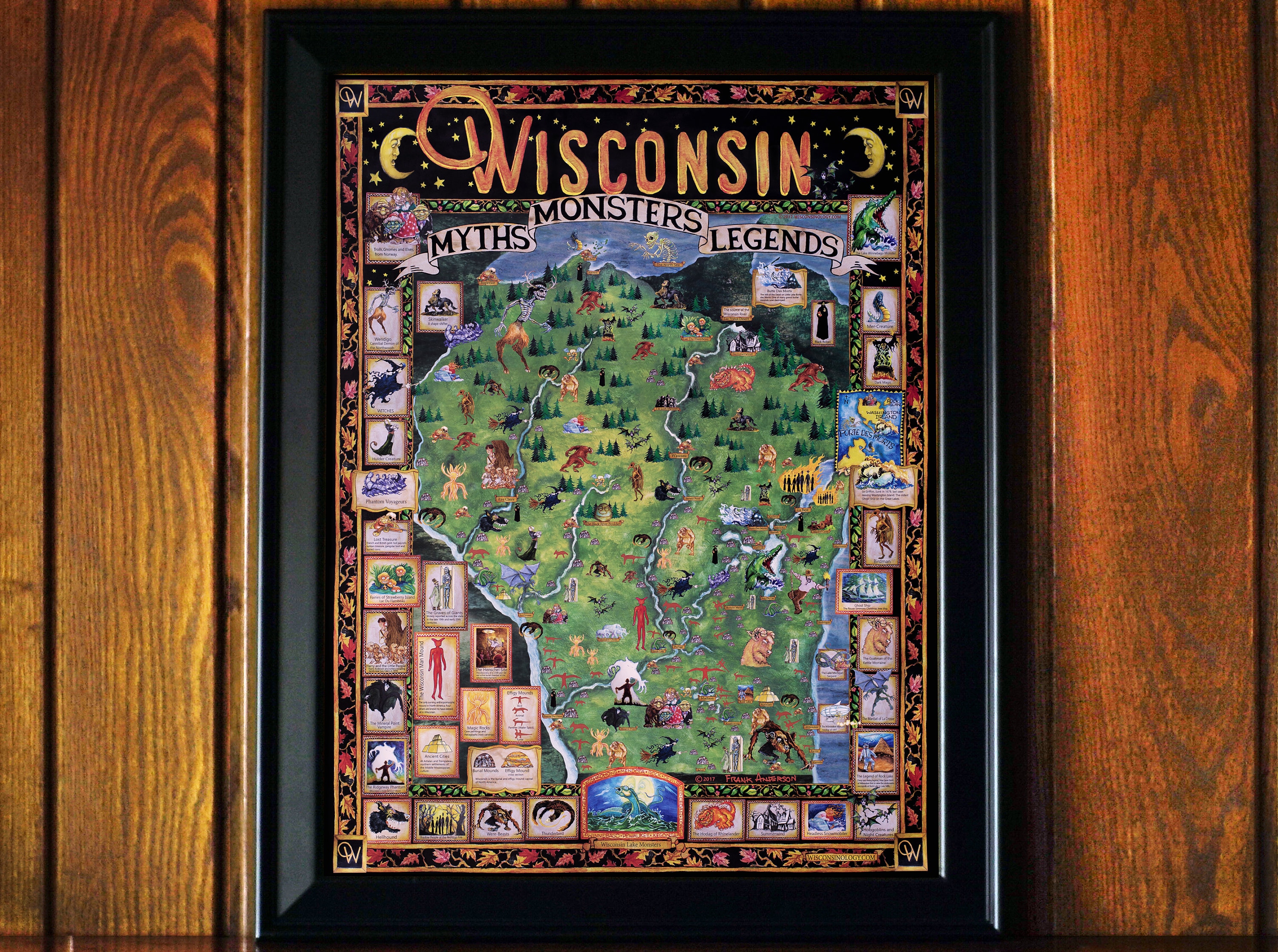 Wisconsin Monsters Myths and Legends Poster Etsy