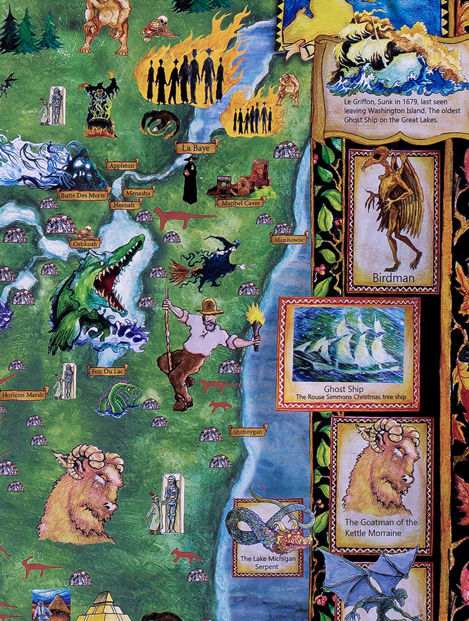 Wisconsin Monsters Myths and Legends Poster Etsy