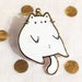 Party Cat Hard Enamel Pin | Fat Cat Lapel Pin | Cute White Chubby Kitty Pin