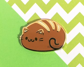 Cat Loaf Hard Enamel Pin | Bread Kitty Lapel Pin | Cute Round Bun Cats Pin