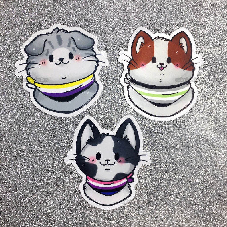 Pride Kitties Vinyl Stickers LGBT Vinyl Diecut Pride Flag Cats Sticker Set Cute LGBTQIA Kitty Decals LGBTQ image 4