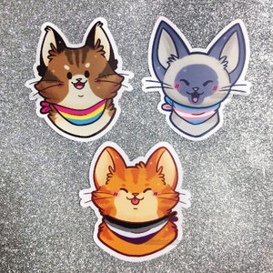 Pride Kitties Vinyl Stickers LGBT Vinyl Diecut Pride Flag Cats Sticker Set Cute LGBTQIA Kitty Decals LGBTQ image 3