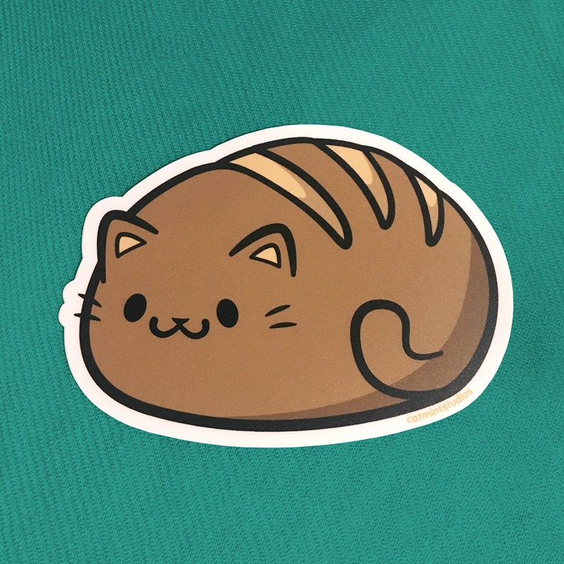 Cat Loaf Vinyl Sticker Cute Bread Kitty Decal Funny Cats Etsy