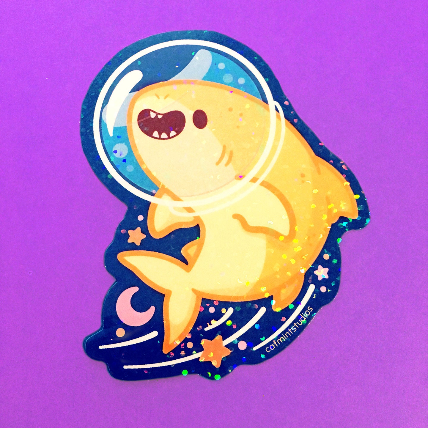 Holographic Space Shark Stickers Waterproof Cute Sharks | Etsy