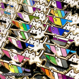Pride Stabby Cat Hard Enamel Pins | LGBT Flags Cat Lapel Pin | Cute Cats Gay LGBTQ LGBTQIA Flag