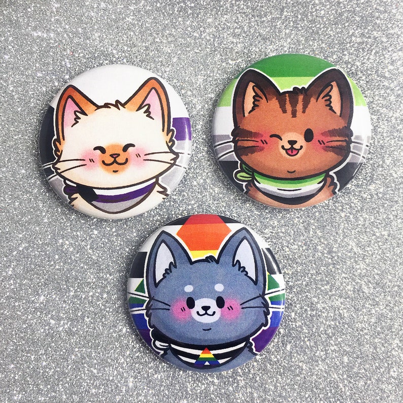 Pride Kitties Buttons 1.5 in Cute Cats Pride Flag Pinback Button Set LGBT LGBTQ LGBTQIA image 5