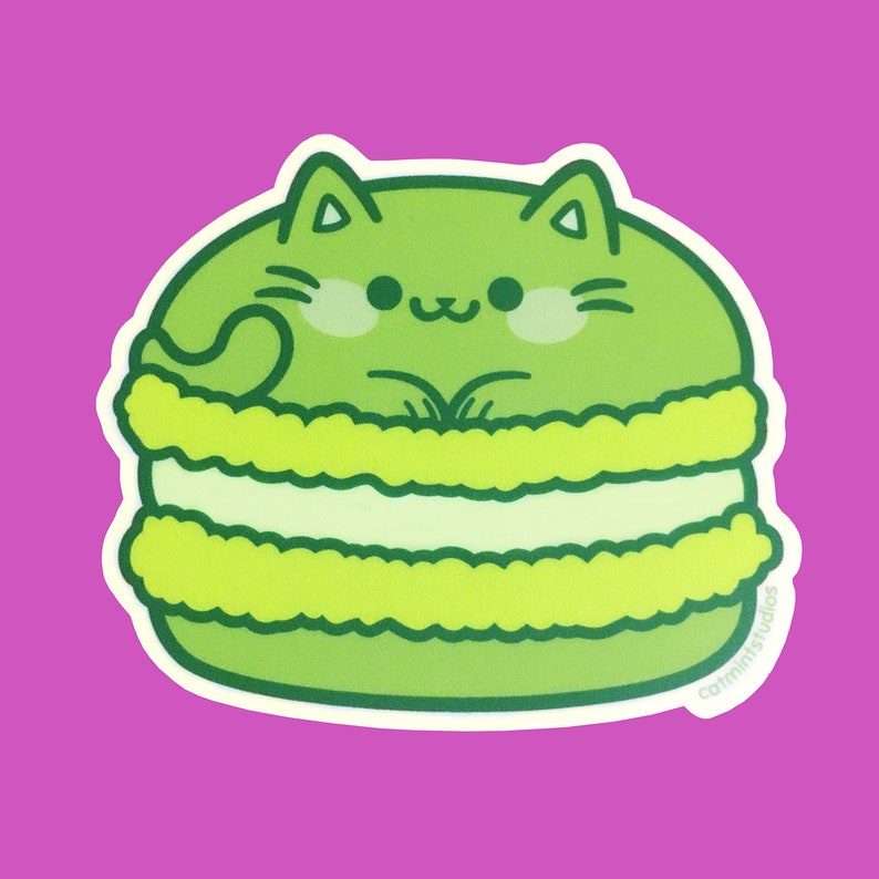 Kitty Treats Vinyl Stickers Cute Dessert Cat Decal Donut Etsy