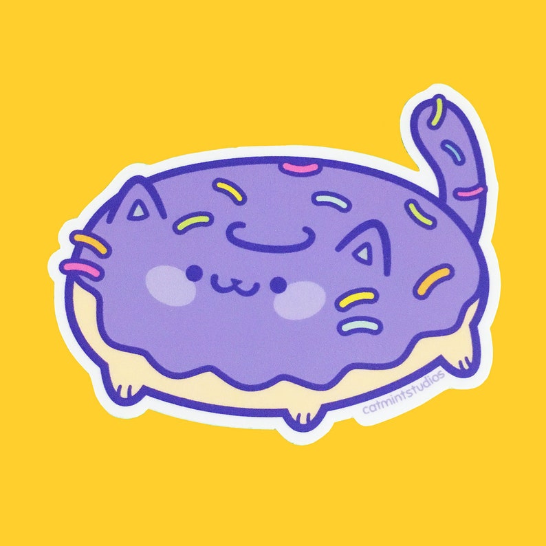 Kitty Treats Vinyl Stickers Cute Dessert Cat Decal Donut Etsy