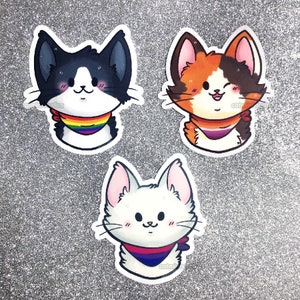 Pride Kitties Vinyl Stickers LGBT Vinyl Diecut Pride Flag Cats Sticker Set Cute LGBTQIA Kitty Decals LGBTQ image 2