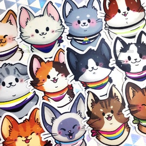 Pride Kitties Vinyl Stickers LGBT Vinyl Diecut Pride Flag Cats Sticker Set Cute LGBTQIA Kitty Decals LGBTQ image 1