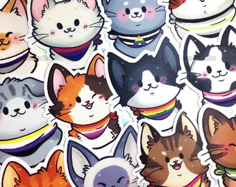 Pride Kitties Vinyl Stickers | LGBT | Vinyl Diecut Pride Flag Cats Sticker Set | Cute LGBTQIA Kitty Decals | LGBTQ