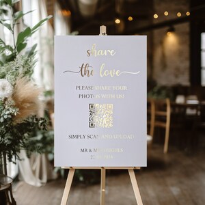Share the Love Sign Capture the Love Sign Share the love QR code sign, wedding photo sign, simple wedding photo