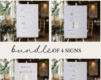 Luxury Foil Wedding Sign Bundle, Wedding Decor, Photo Guest Book Sign Bundle Gold Foil Signs Rose Gold Foil Signs