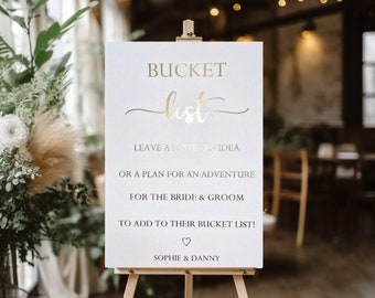 Gold Foil Bucket List Sign, Wedding Signs, Bucket List, Editable, Modern Wedding Sign, Wedding Decor Gold Wedding Sign Foil Signs