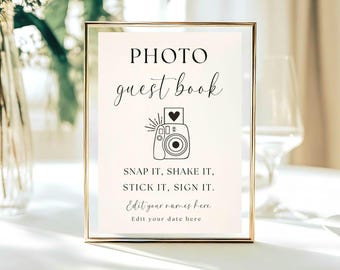 Modern Photo Guest Book Sign,  Wedding, Snap It Decor