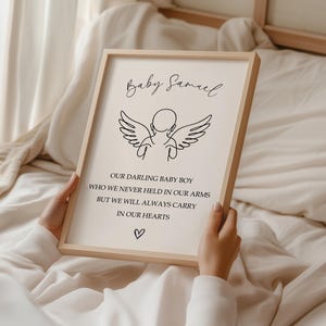 Angel Baby Line Art Print: Memorial Keepsake for Loss (A4/A5)