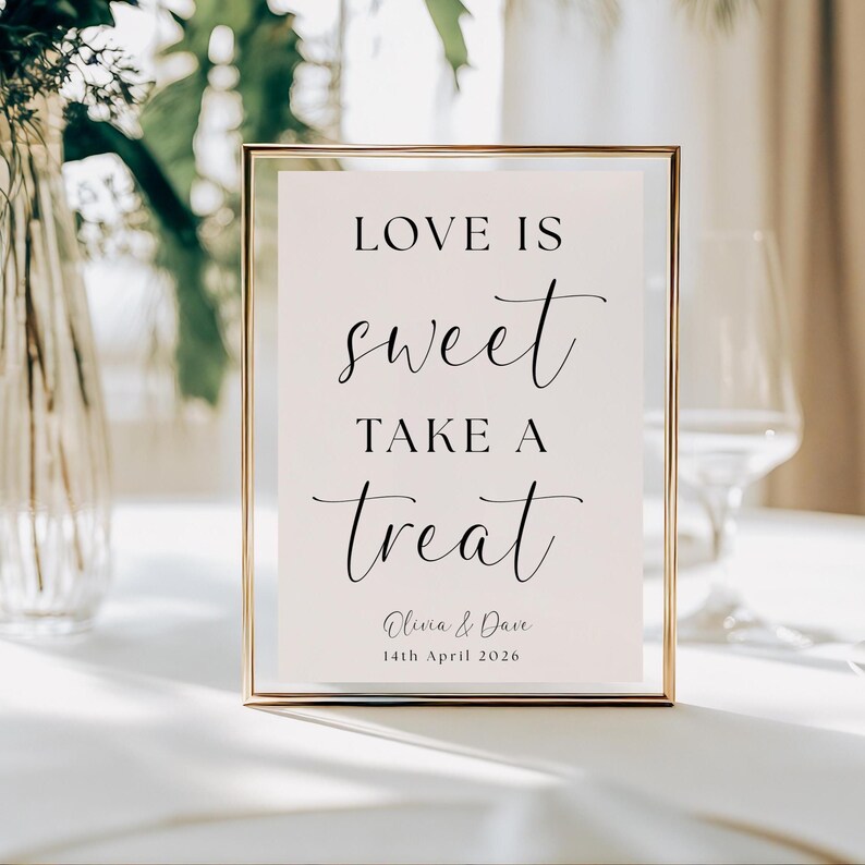 Love is Sweet Foil Wedding Sign: Dessert Table Decor image 3