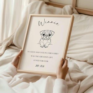 Custom Dog Line Art Memorial Print | Pet Loss Tribute Poster