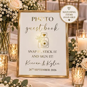 Photo Guest Book Sign, Real Gold Foil Wedding, Snap It Decor