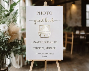 Photo Guest Book Sign, Photo Guestbook, Guestbook Sign, Snap It Shake It Sign It Sign,Wedding Sign,Foil Wedding Sign Foto Gästebuch Schild