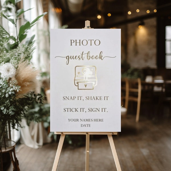 Photo Guest Book Sign, Photo Guestbook, Guestbook Sign, Snap It Shake It Sign It Sign,Wedding Sign,Foil Wedding Sign Foto Gästebuch Schild