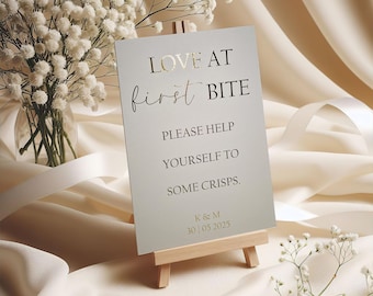 Letrero personalizado para barra de bodas: elegante decoración con lámina dorada