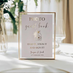 Photo Guest Book Sign, Real Gold Foil Wedding, Snap It Decor