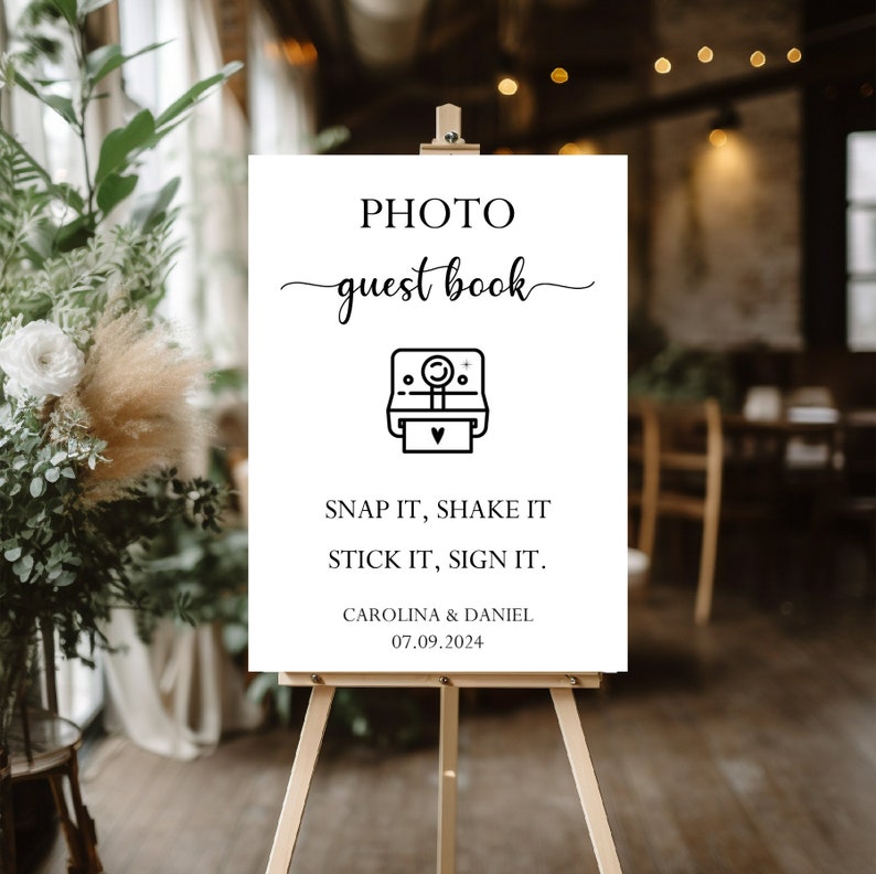 Photo Guest Book Sign, Photo Guestbook, Guestbook Sign, Snap It Shake It Sign It Sign,Wedding Sign,Foil Wedding Sign Foto Gästebuch Schild image 2