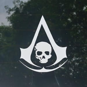 Creed Black Flag Skull Vinyl Decal Sticker, Gaming Symbol, Multiple Colors