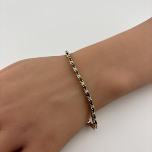 14k Yellow Gold Emerald & Diamond Bracelet