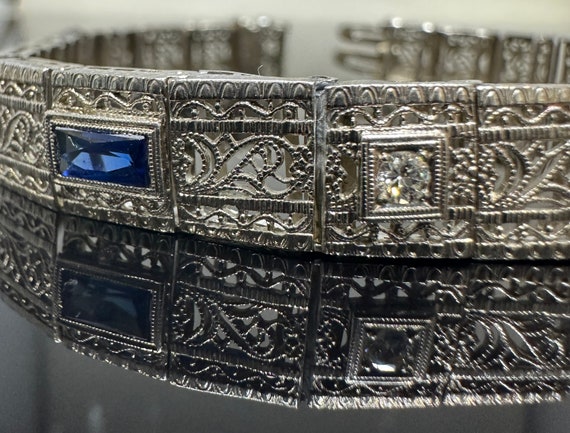 ART DECO Sapphire & Diamond Bracelet - image 4
