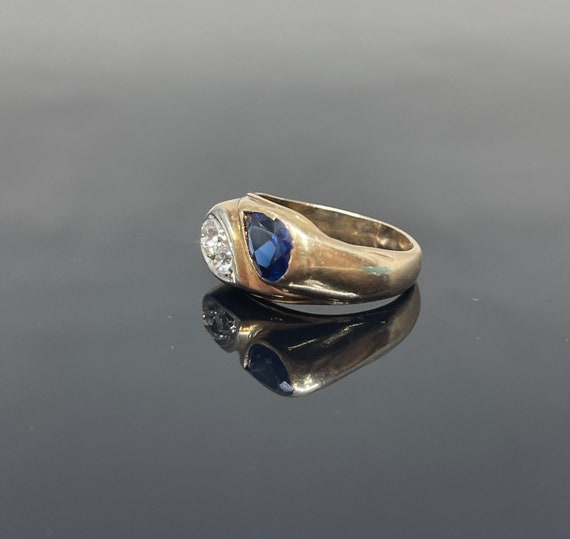 Antique 14k Sapphire & Diamond Ring 1900s - image 2
