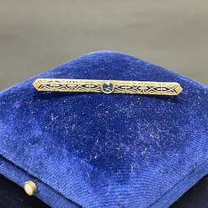 VINTAGE 14k Yellow Gold & Blue Spinel Pin/Brooch 1920&#39;s