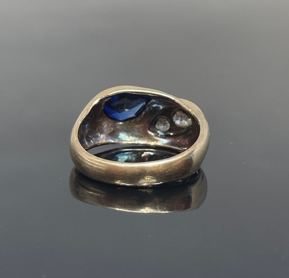 Antique 14k Sapphire & Diamond Ring 1900s - image 6
