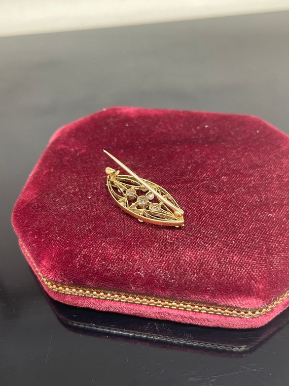 14k Gold Peridot & Pearl Pin/Pendant - image 4