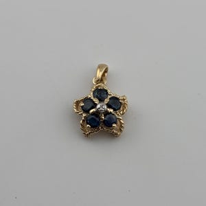 14k Yellow Gold Sapphire & Diamond Charm/Pendant