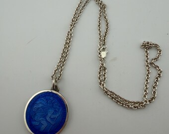 CHARLES THOMAE 925 Sterling Silver Vintage Enamel Larchmont Round
