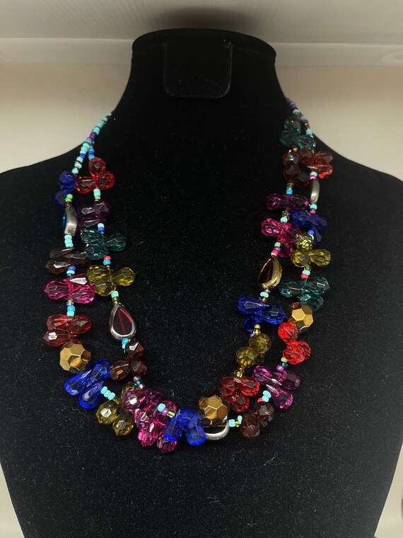 Cute Multi Color Double Lined Necklace - image 3