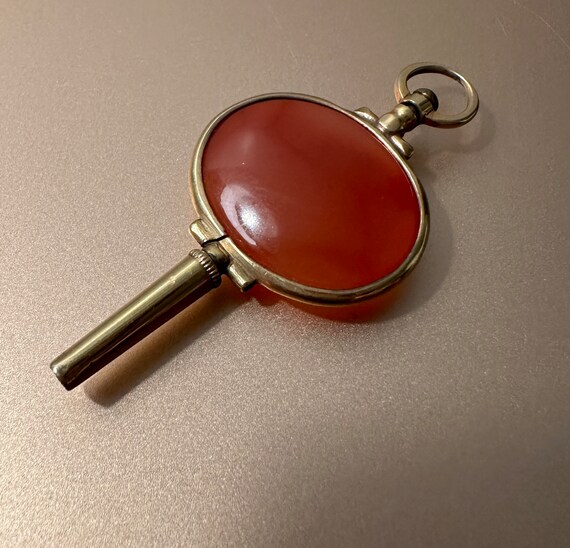 Victorian 14k Gold Carnelian Fob/Pendant - image 2