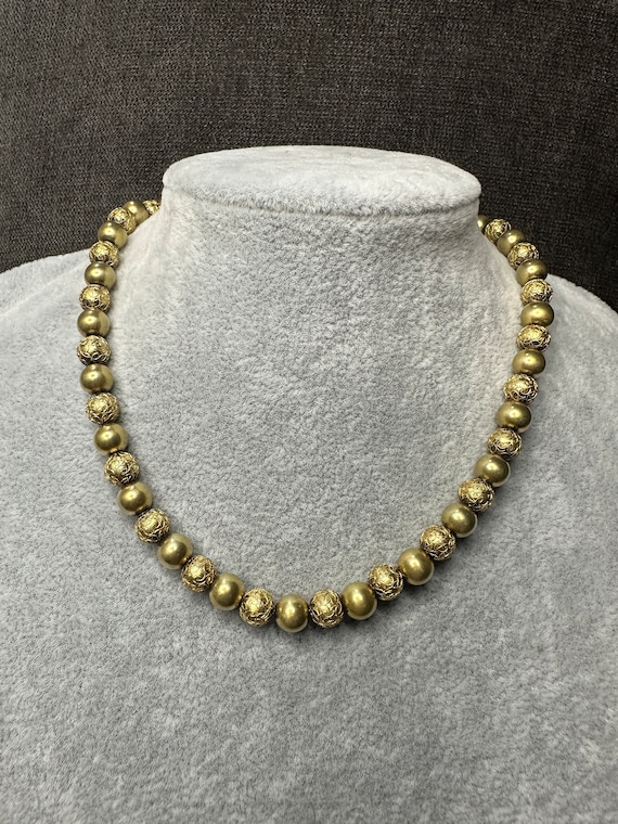 Antique Victorian 14k Yellow Gold Bead Necklace