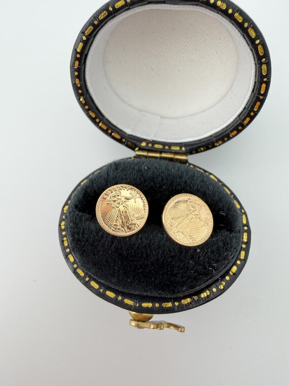 14k Yellow Gold Miniature Coin Replica Stud Earrings