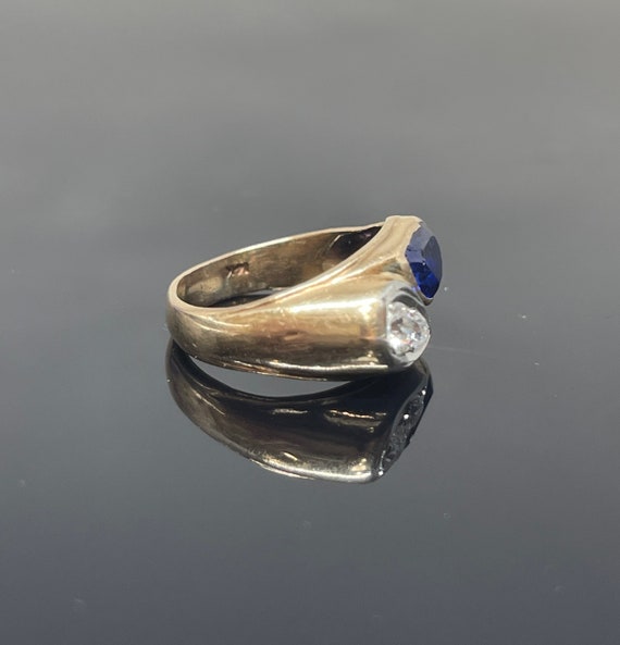 Antique 14k Sapphire & Diamond Ring 1900s - image 5