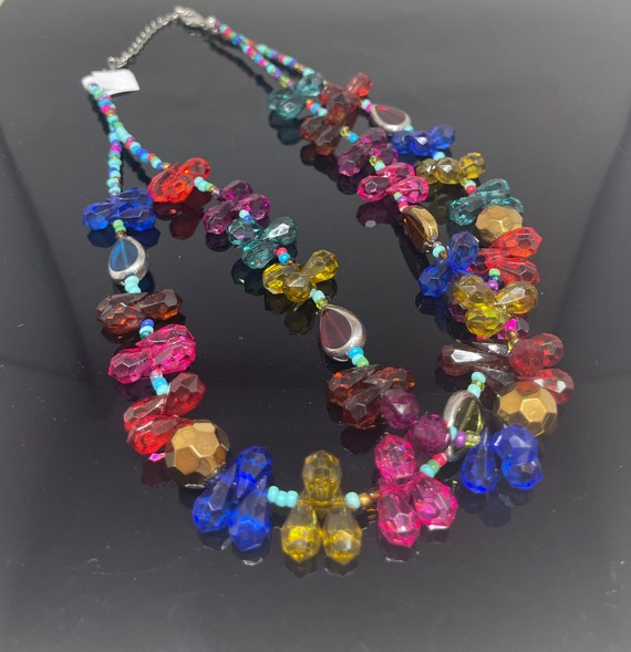Cute Multi Color Double Lined Necklace - image 1